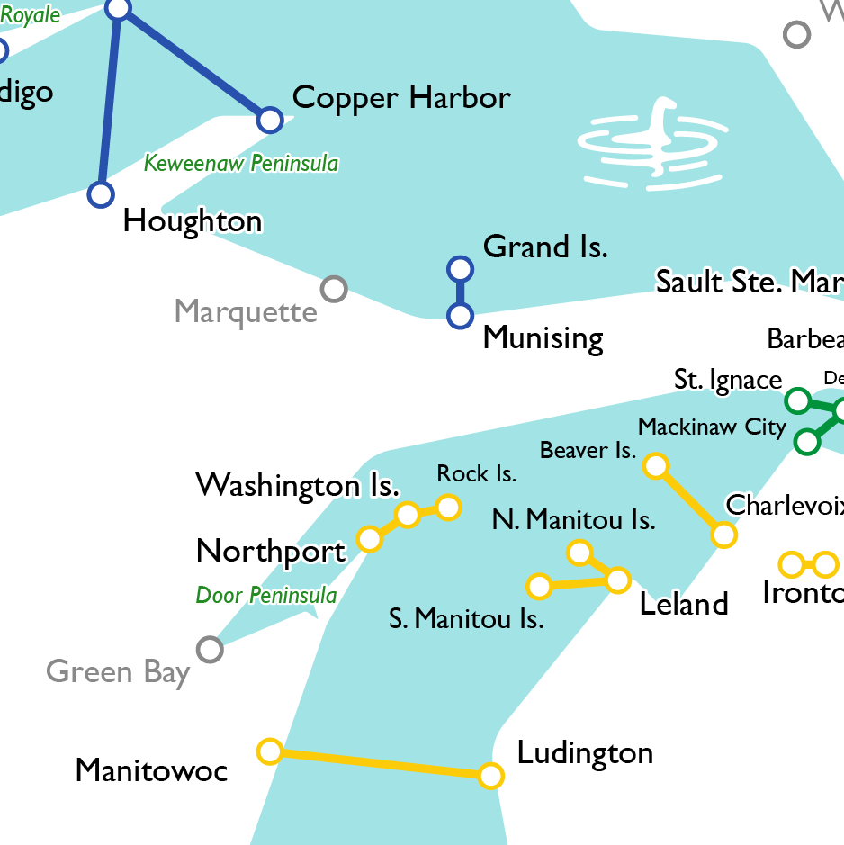 map of ferries on the Great Lakes