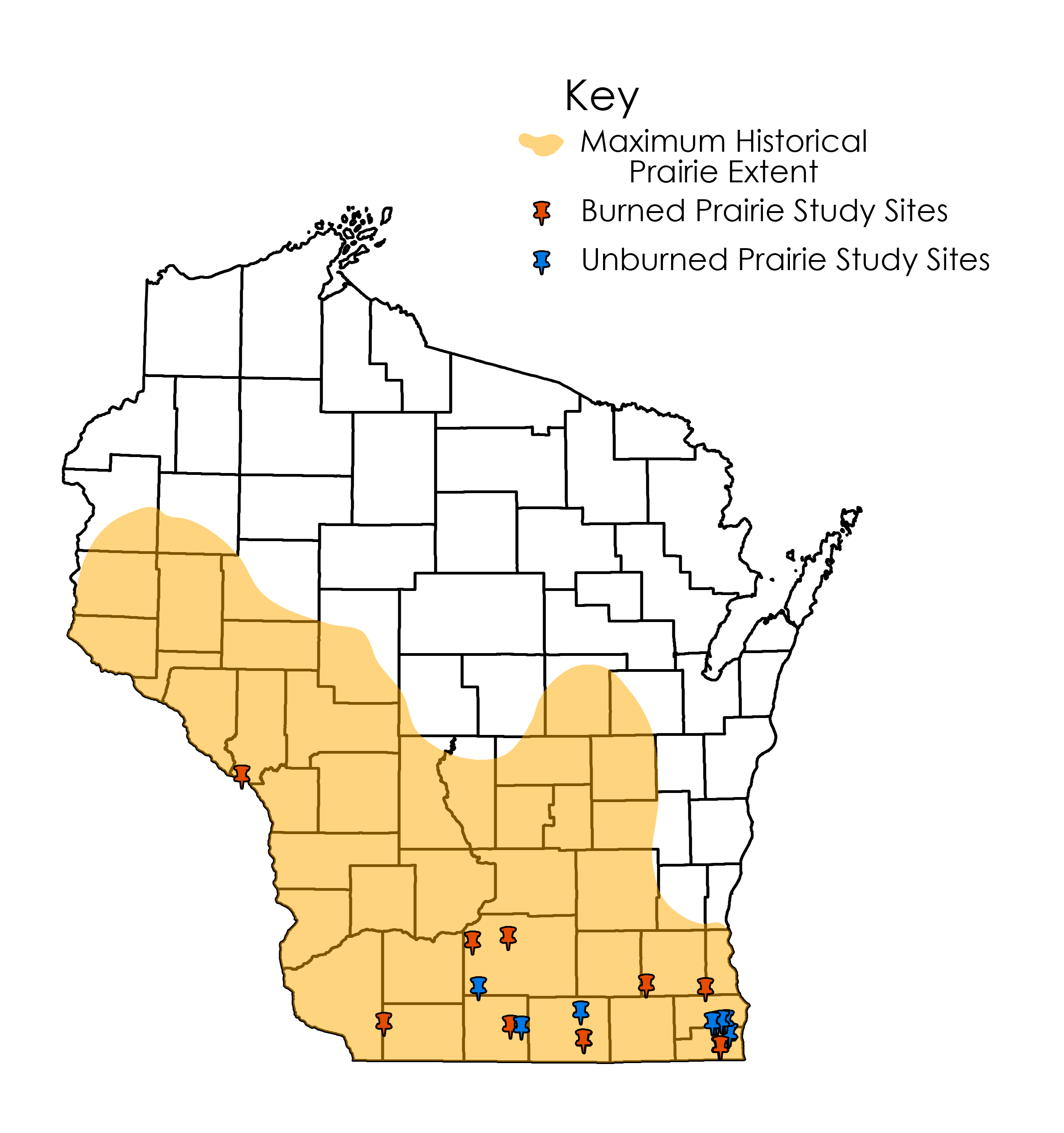 Historical prairie extent in Wisconsin