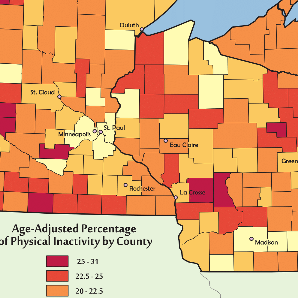upper midwest physical inactivity map